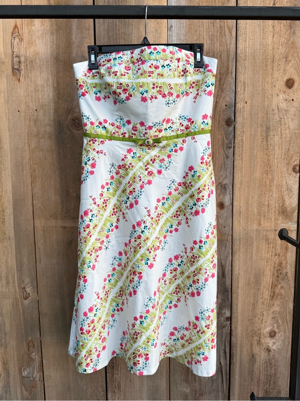 Liz Claiborne Dresses Floral Strapless Dress in White, Pink & Green size 6